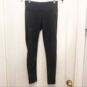 Athleta Motto Yoga Leggings With Mesh Side Panels. Mid-rise waist.